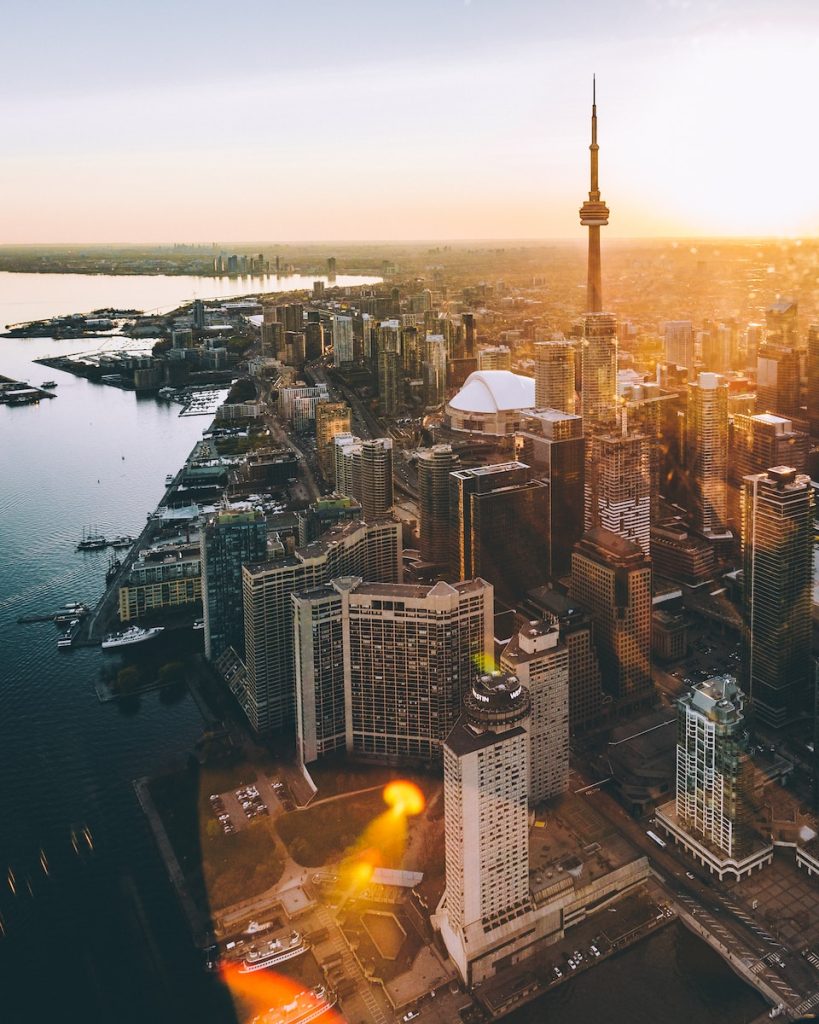 aerial photo of city during golden hour